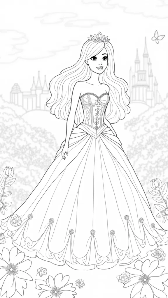 Página para colorear de Barbie Princess